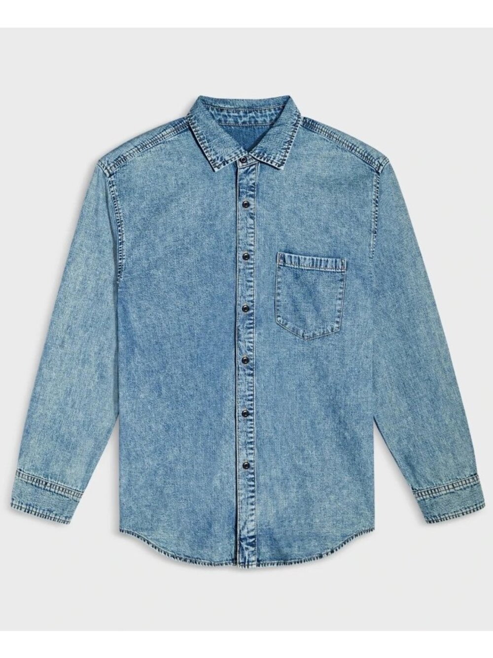 NWT Mode Of One Men's Regular-Fit Button-Up Denim Shirt, Size M, 90% Cotton